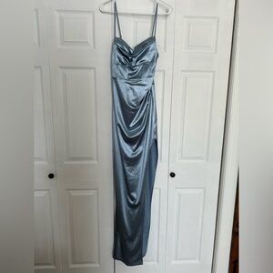 Light blue Windsor floor length dress with corset bodice. Size Medium